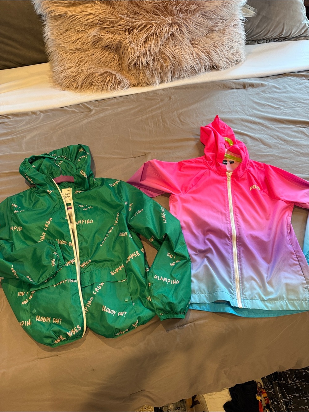 FILA Kids Pink Ombre Hooded Rain Jacket & Zara green size 12